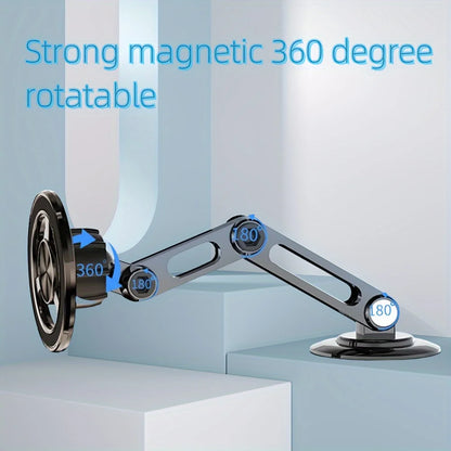 Aluminum alloy magnetic car phone holder, universal 360 ° rotatable shock-absorbing telescopic folding phone holder Accessories