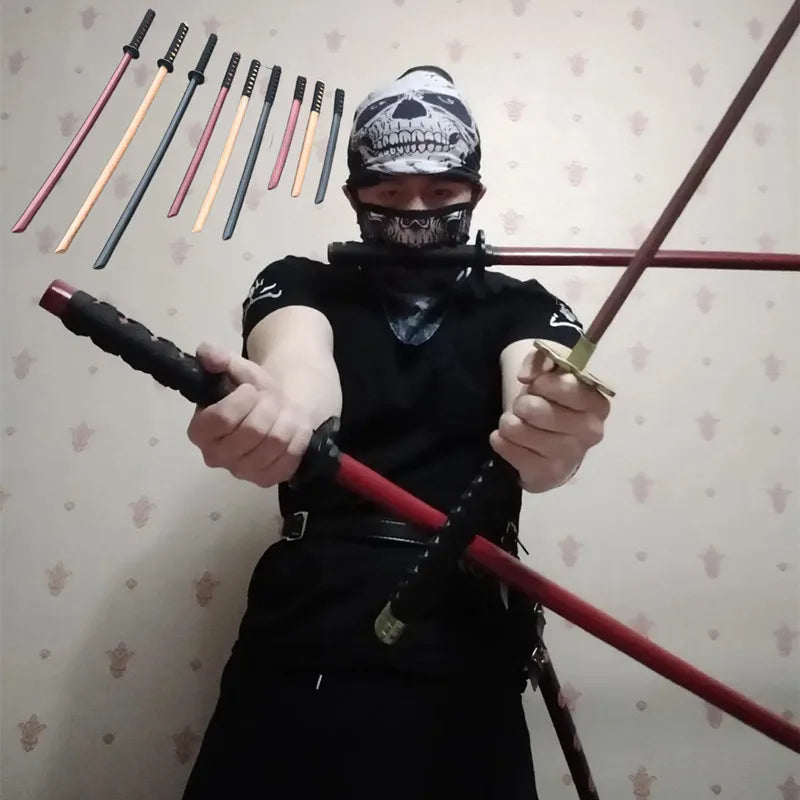 60cm Demon Katana Wood Sword Cosplay Performance Props Ninja Sword Toy For Children Aikido Wooden  Knife