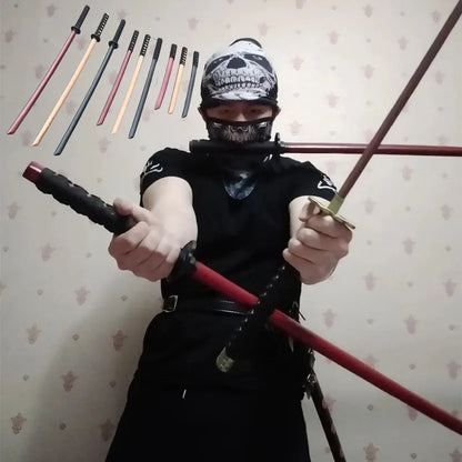 60cm Demon Katana Wood Sword Cosplay Performance Props Ninja Sword Toy For Children Aikido Wooden  Knife