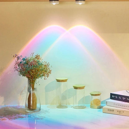 Sunset Lamp Under Cabinet Lights Battery Operated Sunset Projector Kitchen Wine Cabinet Closet Decor Bedroom Atmosphere Lamp