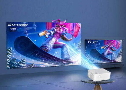 WZATCO Nuevo Proyector D5 1080P 5G WiFi Android Enfoque Digital Inteligente Full HD Proyector LED Video Cine en Casa Proyector LCD Beamer