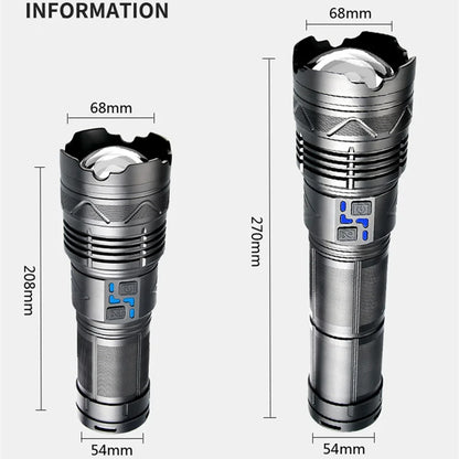 Powerful GT60 LED Flashlight Super Bright Long Range Torch Rechargeable Most Powerful Outdoor Tactical Hand Lamp Camping Lantern