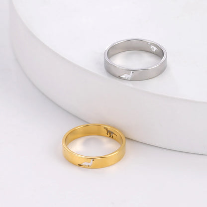 Skyrim Hollow Dinosaur Ring Stainless Steel Gold Color Tyrannosaurus Brachiosaurus Finger Rings Couple Jewelry for Women Men