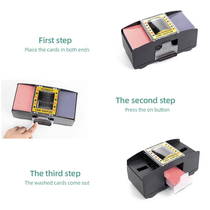 Mélangeur de cartes automatique 1/2 jeux Mélangeur de cartes de poker électrique Mélangeur à piles USB pour jeux de cartes Fête à domicile