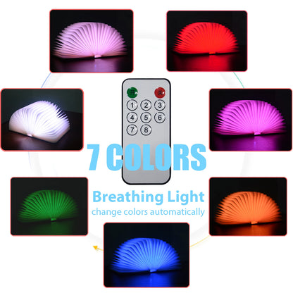 Lampe de lecture pliable à 7 couleurs changeantes, haut-parleur Bluetooth sans fil, lanterne en papier LED rechargeable, lampe de chevet portable