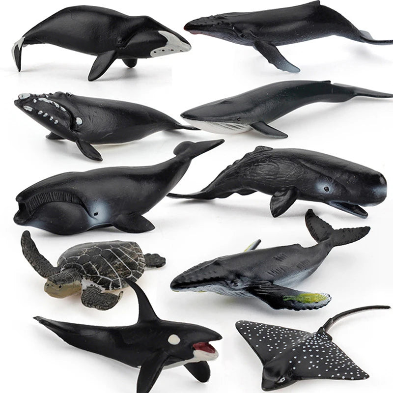 Simulation Marine Life Action Figures Ocean Animal Model Educational Toys Cake Topper,Collection Gift Shark Dolphin Hammerhead
