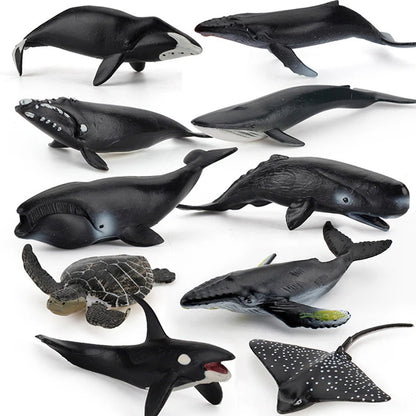 Simulation Marine Life Action Figures Ocean Animal Model Educational Toys Cake Topper,Collection Gift Shark Dolphin Hammerhead