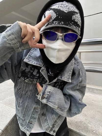 Women Knit Hat Winter Beanie Kpop Y2k Accessories Hip Hop Warm Gothic Graphic Streetwear Spring Vintage Pullover Korean Unisex