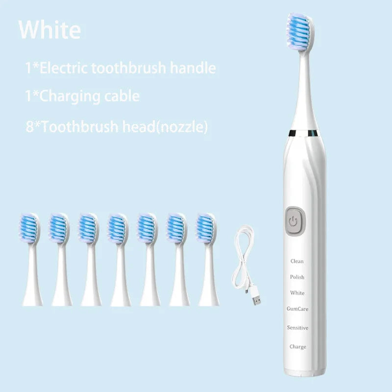 Sonic Electric Toothbrush 5 Mode USB Charger Timer Brush Rechargeable Deep Clean Tooth Brushes Replacement Heads Set For Adults