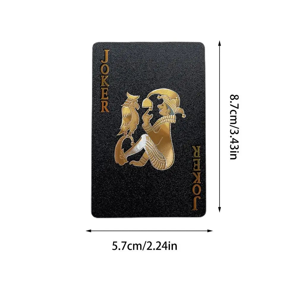 Juego de 54 cartas de póquer negras con diseño de rosas, color negro y dorado, juego de cartas impermeable para póquer