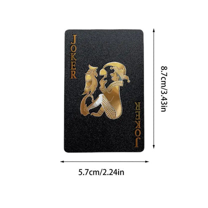 Juego de 54 cartas de póquer negras con diseño de rosas, color negro y dorado, juego de cartas impermeable para póquer