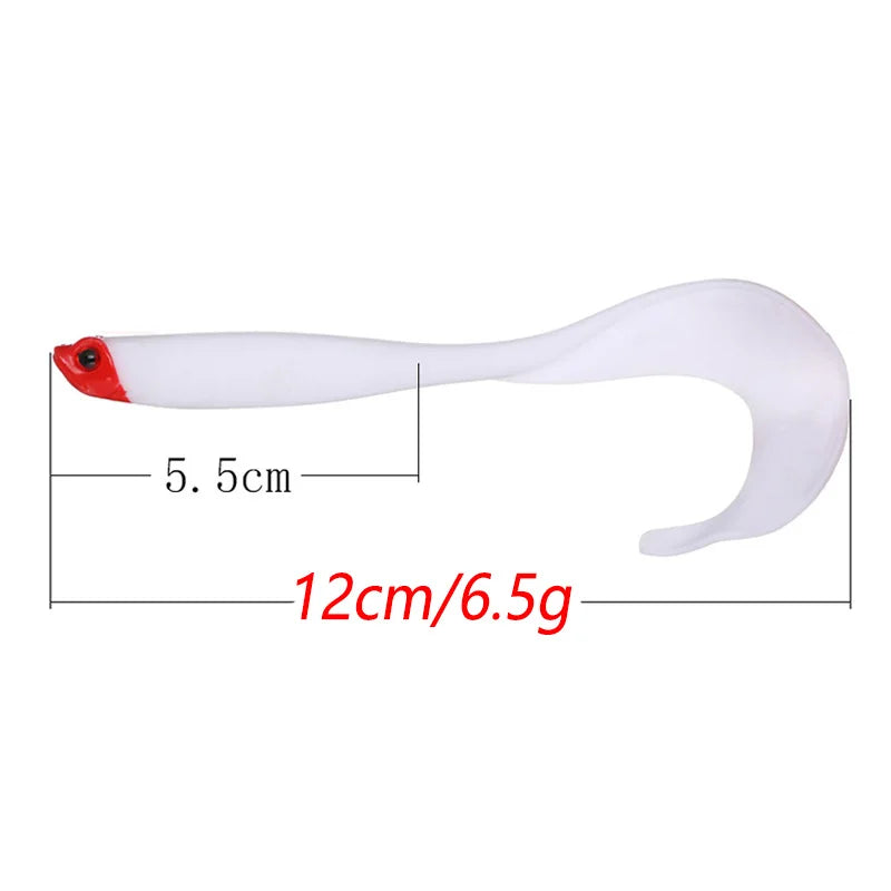 3pcs/Lot Long Tail Fish Silicone Soft Bait 12cm 6.5g Jigs Wobblers Lures Artificial Rubber Baits Bass Swimbait Fishing Tackle