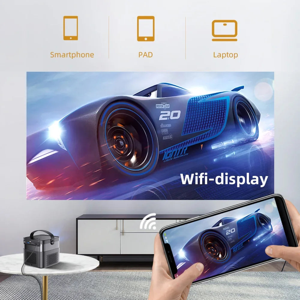 Byintek U90 Pro Rechargeable Smart 3D Projector DLP LED Outdoor Small Portable Beamer, Mobile Mini 1080P Android WIFI Projecteur
