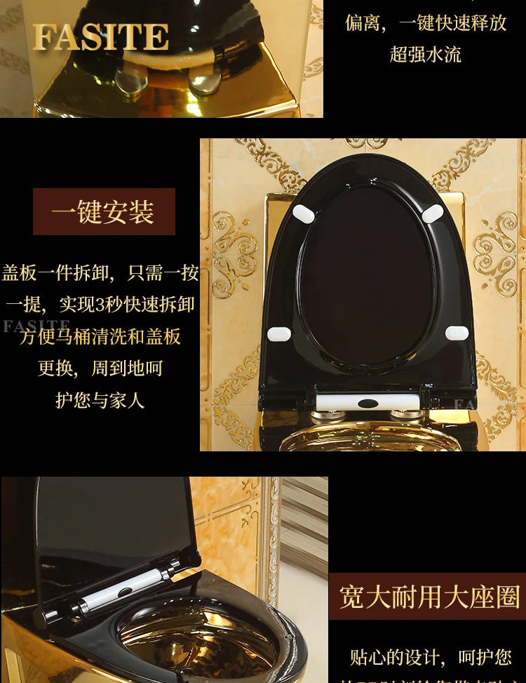 Artistic European style golden toilet siphon type deodorant toilet for adults, bathroom, household use