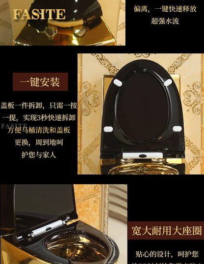 Artistic European style golden toilet siphon type deodorant toilet for adults, bathroom, household use