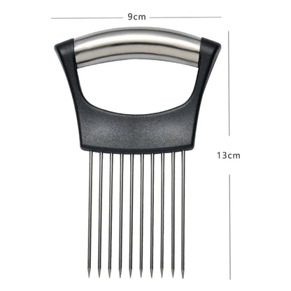 Onion Slicer Holder Vegetable Slicer Cutter Steak Needle Kitchen Gadgets Stainless Steel Cutting Tools for Onion Lemon Fruit