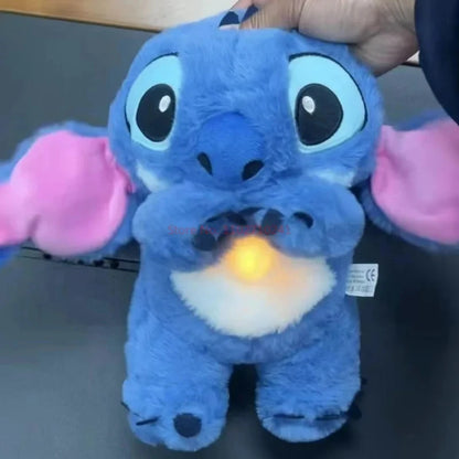 Stitch Kawaii Plush Doll Baby Sleeping Companion Sound Soothing Musical  Kawaii With Air Bag and Light Doll Breathing Gifts Toys