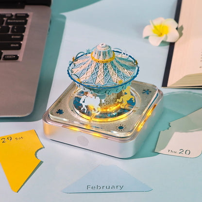 3D Calendar 2025 Memo Pad Omoshiroi Block Carousel Blue Notepad Artistic 3D Paper Art Sculpture Model Desk Ornaments Novel Gift