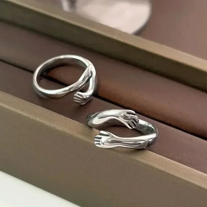 Romantic Couple Rings Women Men Adjustable Opening Forever Love Hug Lover Rings Valentine's Day Gifts Creative Jewelry Rings