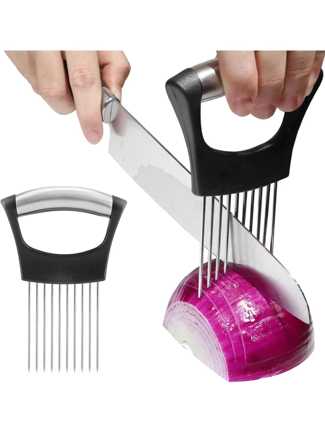 Onion Holder for Slicing Vegetable Cutter for Potato and Tomato Eggs Food Slicer Assistant Tool for Slicing Fruit Lemon and Meat