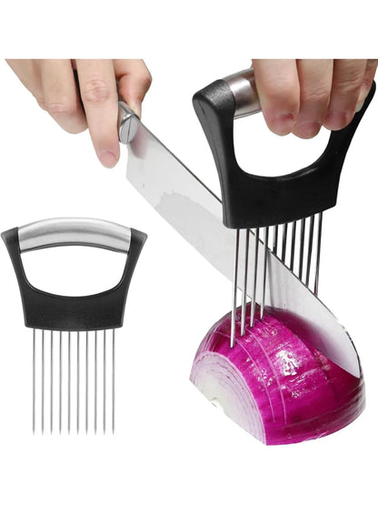Onion Holder for Slicing Vegetable Cutter for Potato and Tomato Eggs Food Slicer Assistant Tool for Slicing Fruit Lemon and Meat