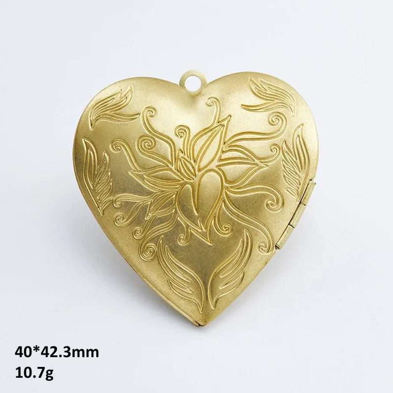 BoYuTe (50 Pieces/Lot) Heart Shaped Raw Brass Locket Pendant Materials Diy Photo Lockets Jewelry Accessories