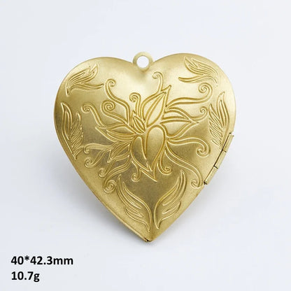 BoYuTe (50 Pieces/Lot) Heart Shaped Raw Brass Locket Pendant Materials Diy Photo Lockets Jewelry Accessories