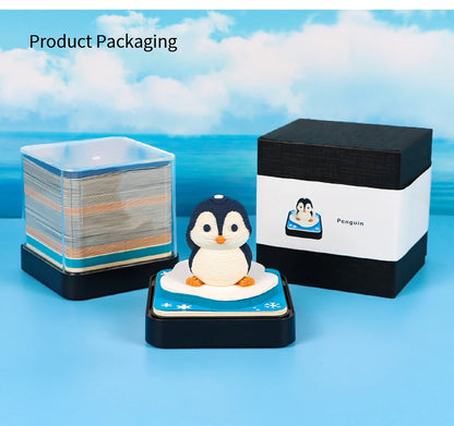 Omoshiroi Block 3D Memo Pad Calendar 2025 Cute Penguin 3D Paper Carved Sticky Notes Miniature Items Office Accessories Love Gift