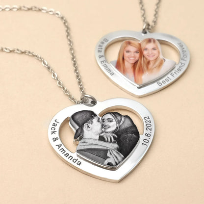 Personalized Photo Necklaces Custom Name Necklace Heart Pendant Chain Jewelry for For Lovers Family Friend Anniversary Gift
