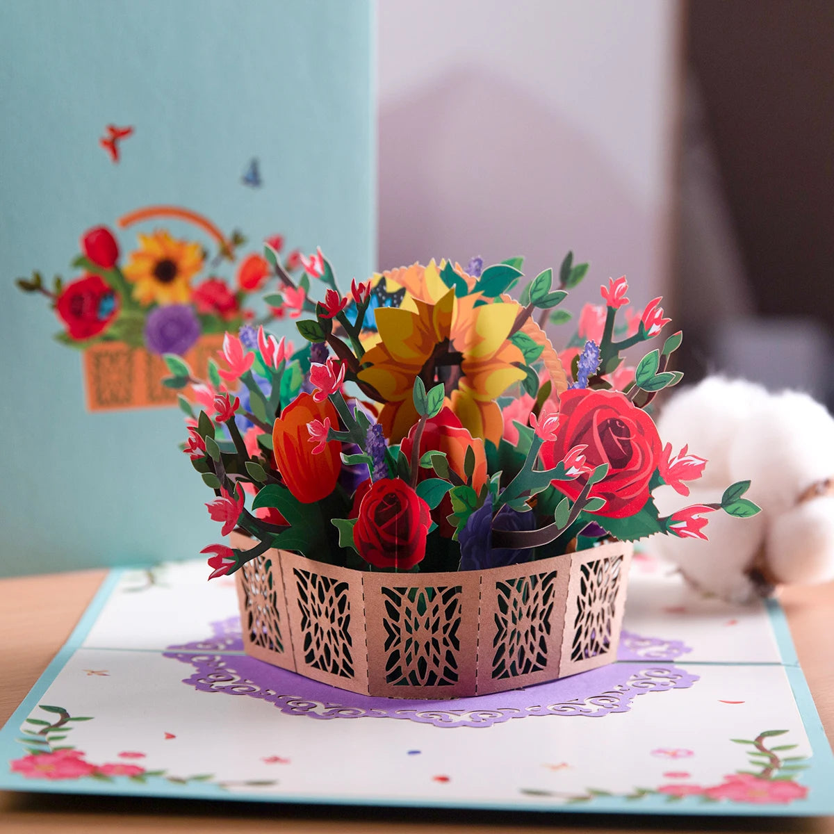 3D Pop-Up Cards Flowers Birthday Card Anniversary Gifts Postcard Maple Cherry Tree Wedding Invitations Greeting Cards