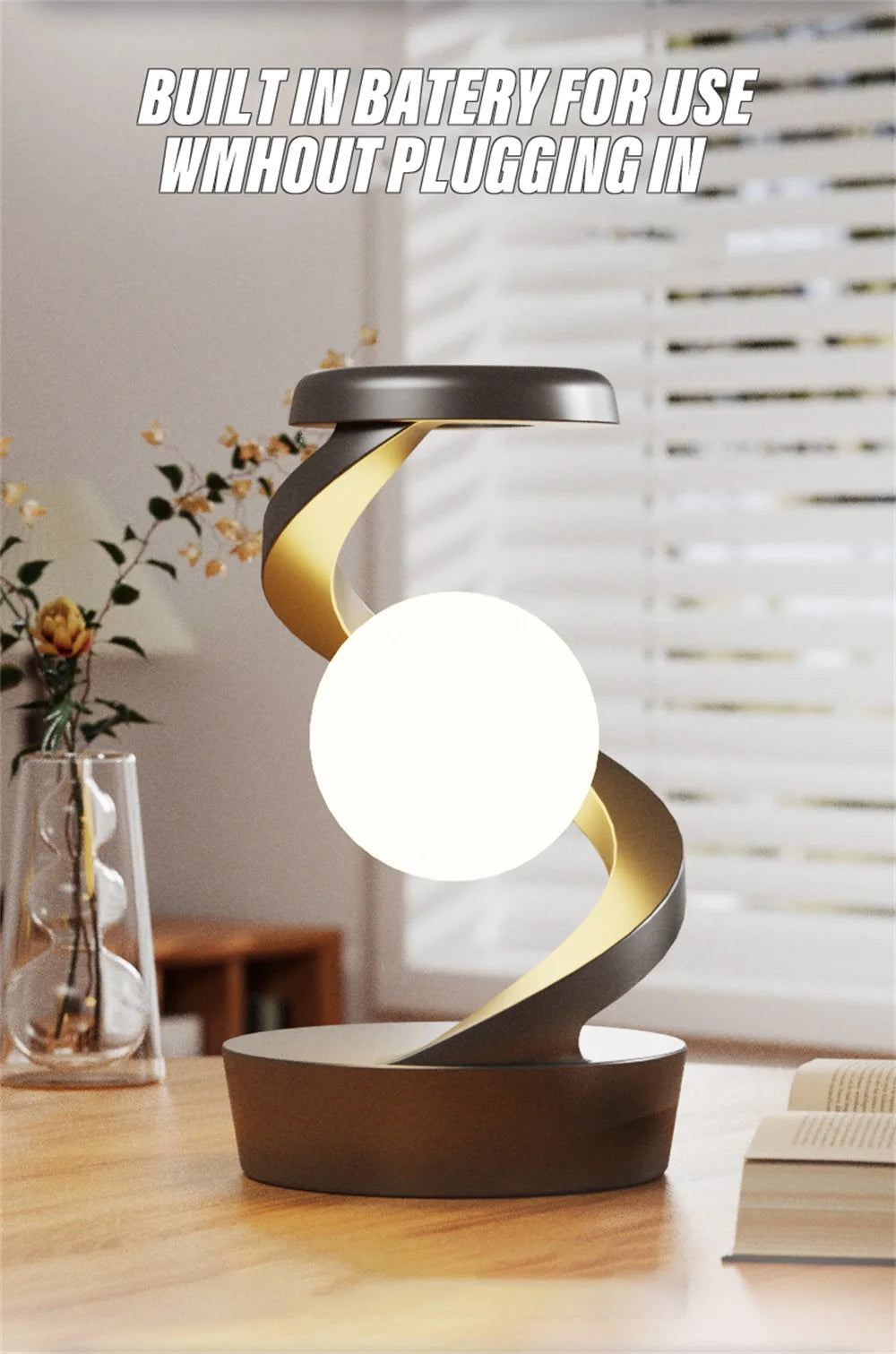 Rechargeable reading desk lamp Bedside night light Outdoor camping light With hand waving control mode Supports wireless  charge