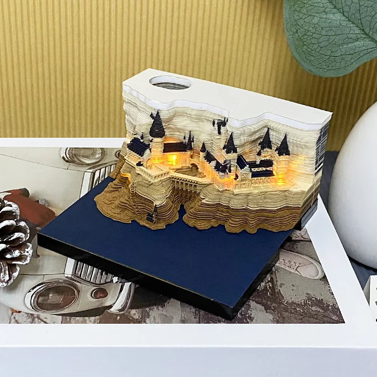 Omoshiroi Block 2024 Calendar 3D Memo Pad Magic Castle Mini Notepad Cubes Design Offices Paper Note Block Birthday Original Gift