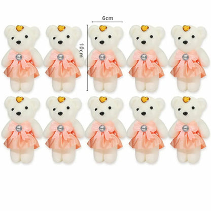 10 piezas de ramo de flores de oso de San Valentín, muñeco de peluche de dibujos animados, ramos de osito de peluche, regalos de graduación, cumpleaños, bodas, decoración de fiesta