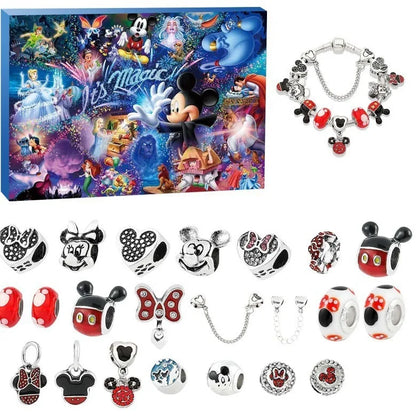 Stitch Mickey Christmas Advent Calendar Disney Bracelets 24 Days Xmas Countdown Calendar Diy Jewelry Making Kit For Girl Gift