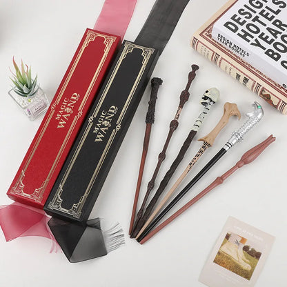 21styles Harry Magic Wand with Hot Stamping Ribbon Box Character Cards Resin Material Cosplay Hermione Prop Voldemort Potter Toy