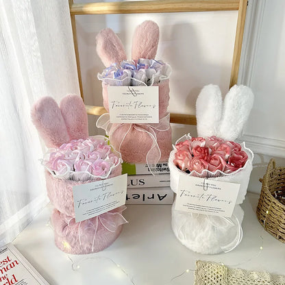 Rabbit Soap Flower Bouquet Valentine's Day Gifts Artificial Flower Bouquet for Party Supplies Bouqet Flowers Home Decoration