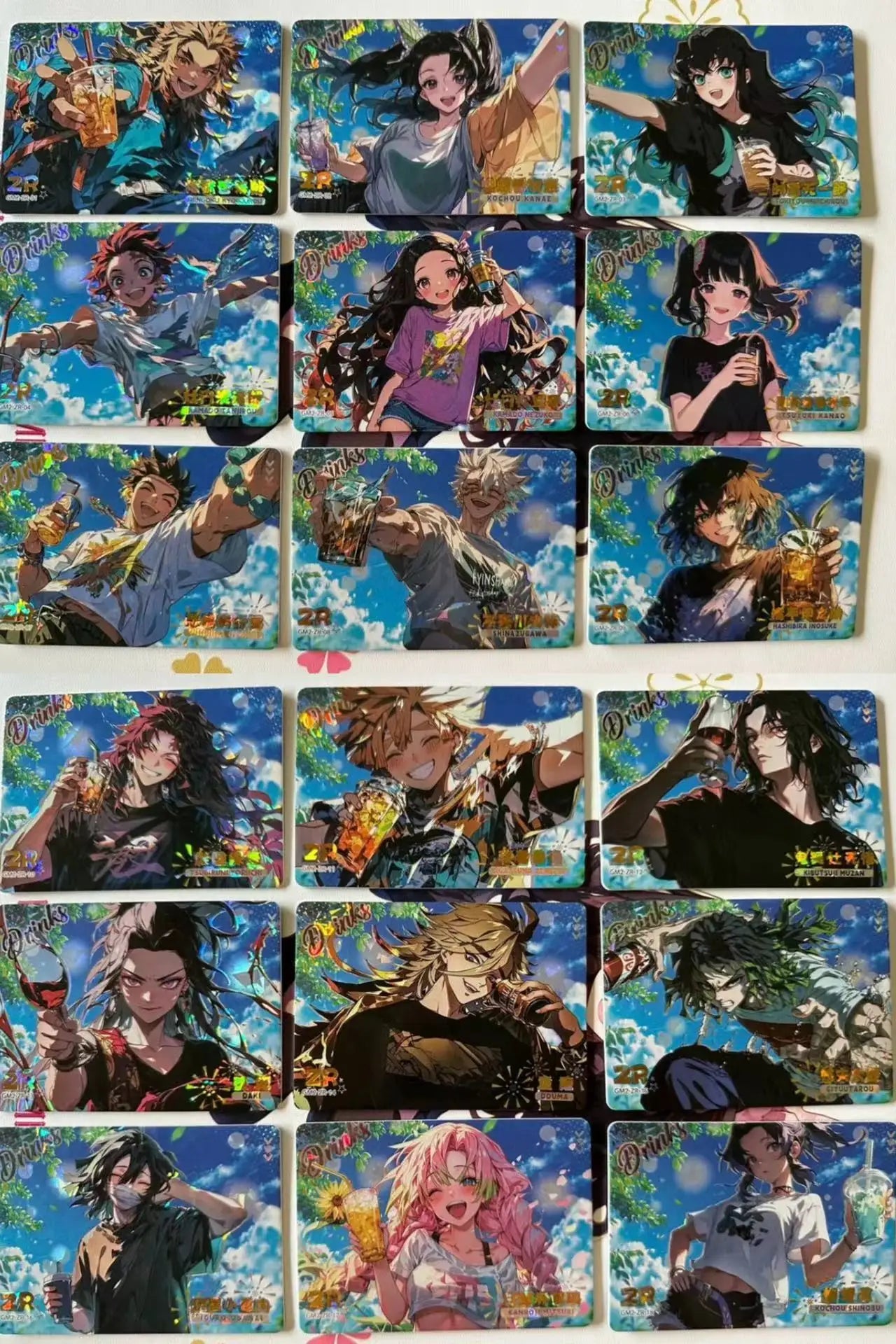 Anime Demon Slayer Kamado Tanjirou Kochou Shinobu Iguro Obanai Kanroji Mitsuri Rare Collectible Cards Birthday Gifts Kid Toys
