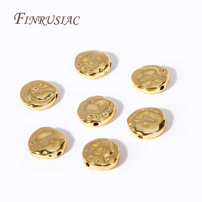 Perles d'espacement irrégulières plaquées or 18 carats 13 x 4,5 mm, perles rondes en laiton et métal pour bricolage, accessoires de bijoux