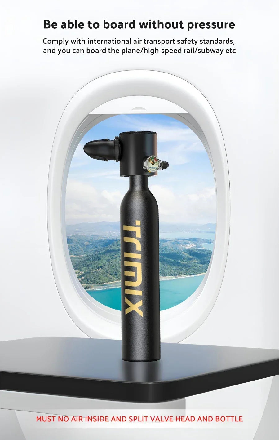 Trimix Lung Tank with Snorkeling Mask 0.5L Diving Equipment 0.5L mini diving scuba tank portable lung tank for diving