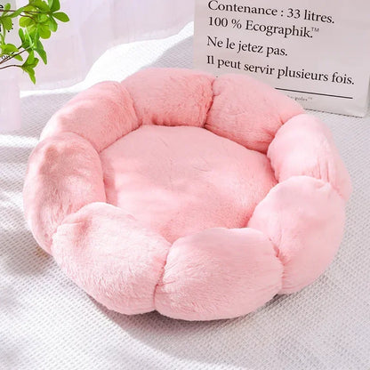 Cama de felpa para mascotas, cálida y relajante para el invierno, con forma de dona para gatos y perros, cojín antiansiedad para dormir profundamente, cama para gatos con forma de flor, nido grueso para acurrucarse