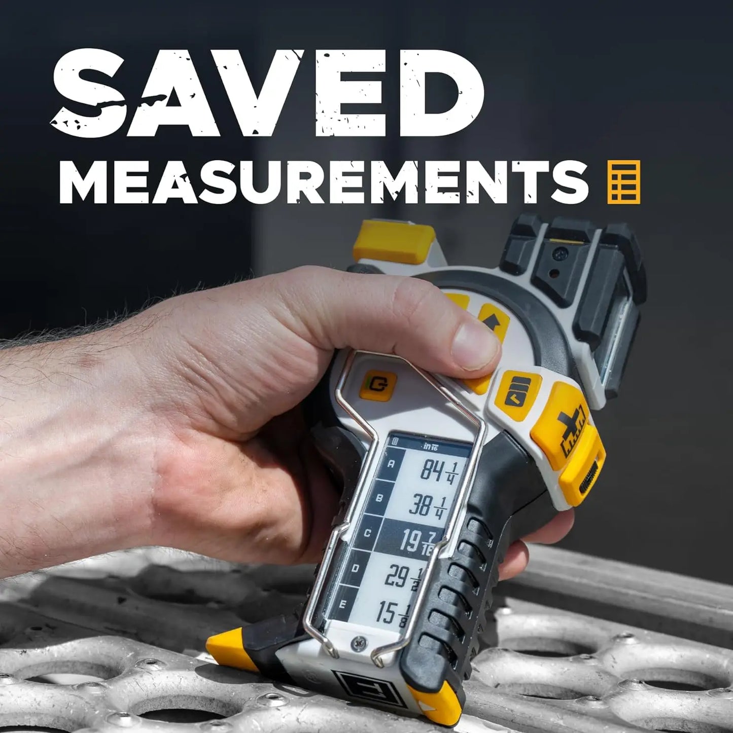 T1 Tomahawk Digital Tape Measure - Professional Accurate Measuring Tool, Green Laser, E-Paper Measuring List Measurements Shared