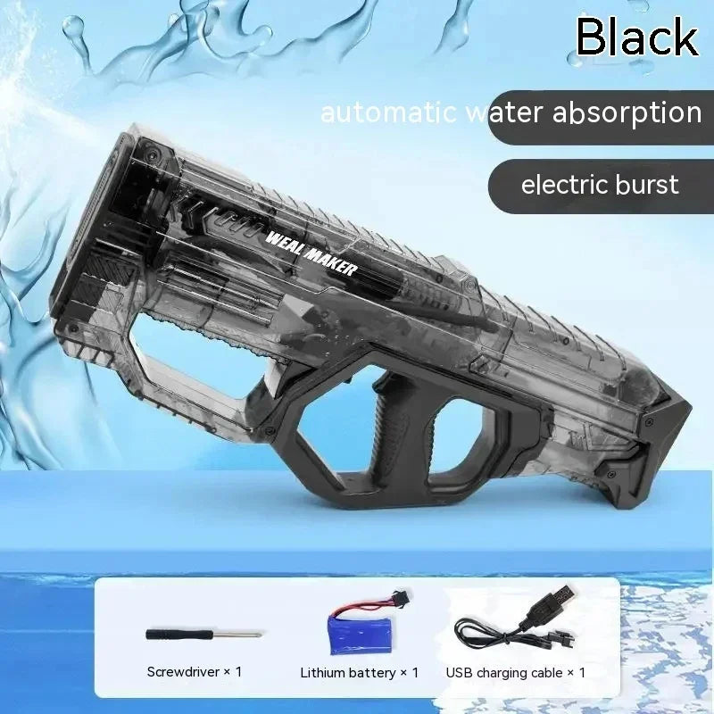 2024 New High Capacity transparent Continuous Fully Automatic Electric Water Gun Toys Summer Outdoor Powerful Playing For Kids