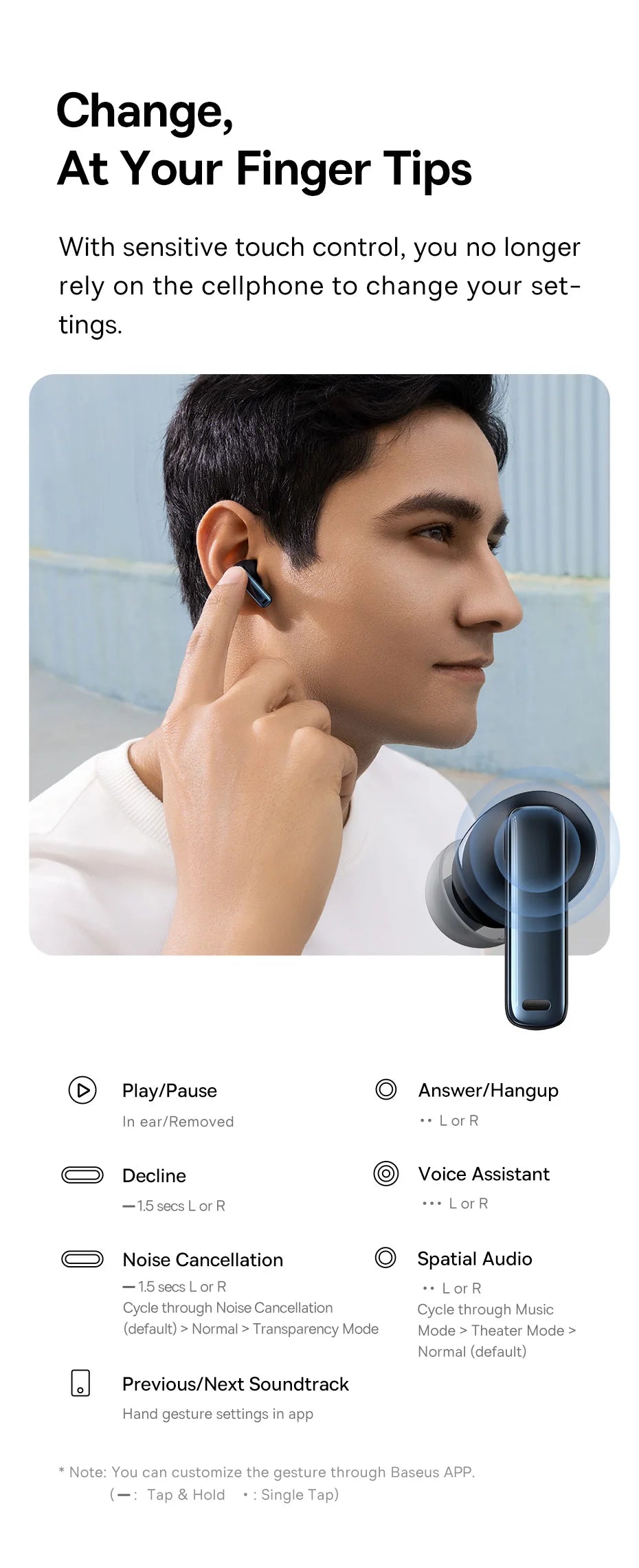 Baseus Bowie M2s Wireless Earphone Bluetooth 5.3 -48dB Active Noise Cancellation Headphone Support 3D Spatial Audio TWS Earbuds