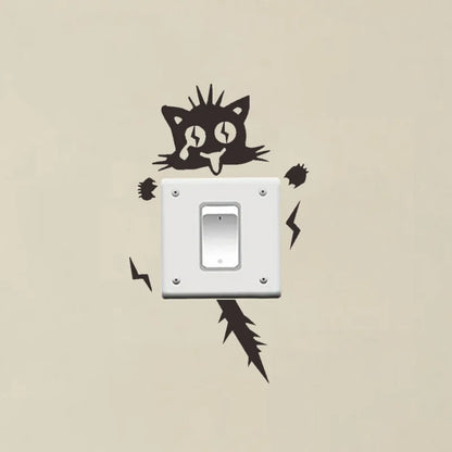 2Pcs/Set Cat Wall Sticker, Funny Cute Cat Switch Wall Sticker, Art Wall Stickers Art Murals, for Home Living Room Bedroom Decora