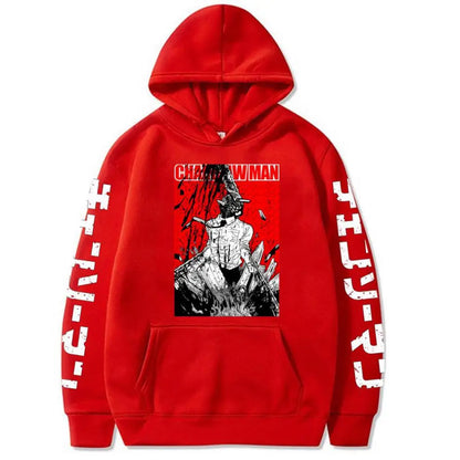 2024 Japanese Anime Hoodie Chainsaw Man Logo Gothic Printed Long Sleeve Streetwear Sweatshirt Fashion New Oversized Hip Hop Clot