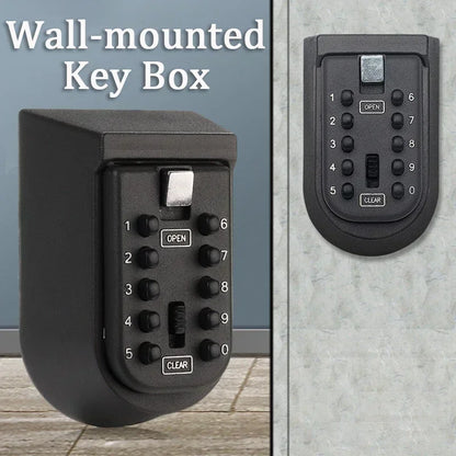 Password Key Box Wall-mounted Heavy-duty Metal Password Box Key Lock Box Outdoor Waterproof Storage Anti-theft Password Lock