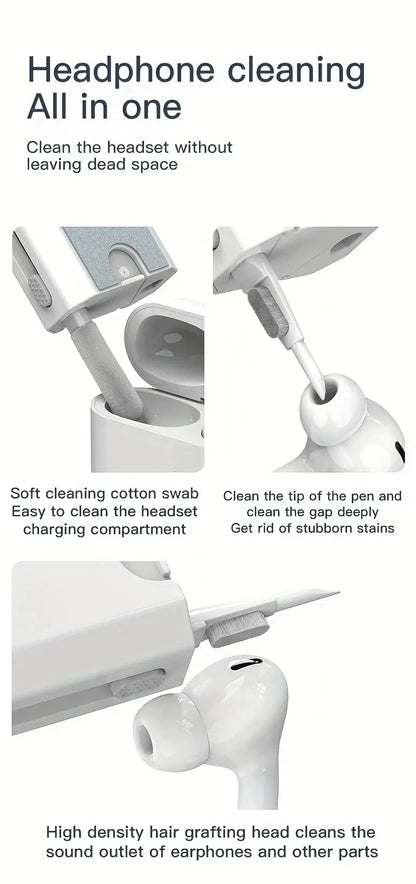 8 in 1 Cleaning Kit Computer Keyboard Cleaner Brush EarphonesCleaning Pen For Headset LPad Phone Cleaning Tools Keycap Puller