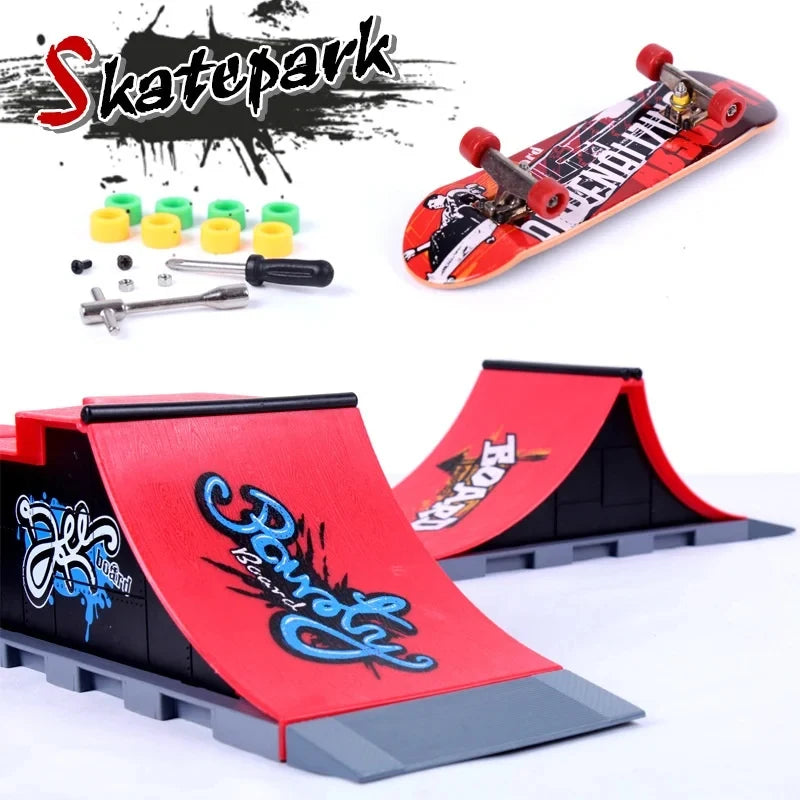 6-In-1 Finger Skateboards DIY Skate Park Ramp Parts For Tech Deck Scene Venue Combination Set For Children Indoor Home Toy
