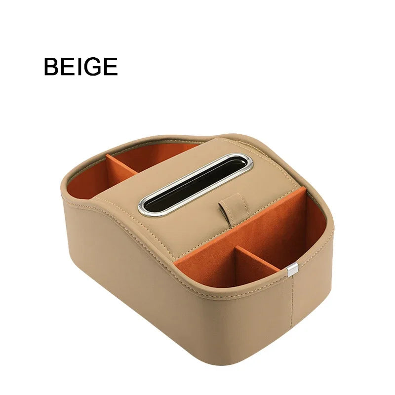SEAMETAL Car Armrest Box Universal Center Console Organizer Multi-Functional Pu Leather Auto Arm Rest Storage Box Tissue Holder