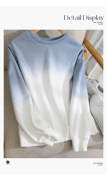 VIMLY Loose Gradient Sweatshirts for Women  Autumn Fashion Casual Round Neck Pullovers Long Sleeve Tops Female Clothes M2967